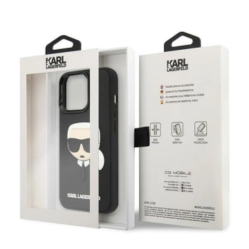 Etui Karl Lagerfeld KLHCP14LKH3DBK pro iPhone 14 Pro 6,1" pevné pouzdro 3D Rubber Karl`s Head
