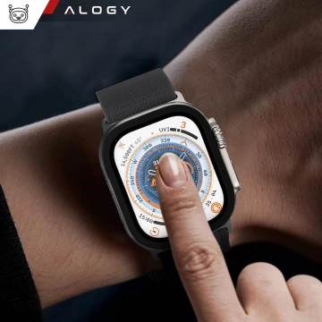 2 рамки із загартованого скла для Apple Watch Ultra / Ultra 2 49mm Screen Alogy Protector 9H Black