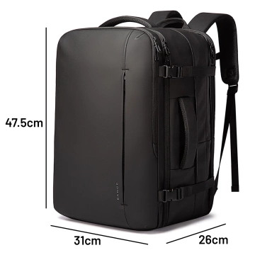 Bange waterproof backpack for a 17" laptop, city travel, 47.5x31x26 cm, expandable for work, airplane, men's, women's, black