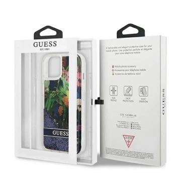 Guess GUHCP13SLFLSB iPhone 13 mini 5,4" niebieski/modré pevné puzdro Flower Liquid Glitter