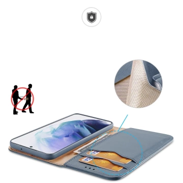 Dux Ducis Hivo Leather Flip Cover Genuine Leather Wallet For Cards And Documents Samsung Galaxy S22 (S22 Plus) Синій