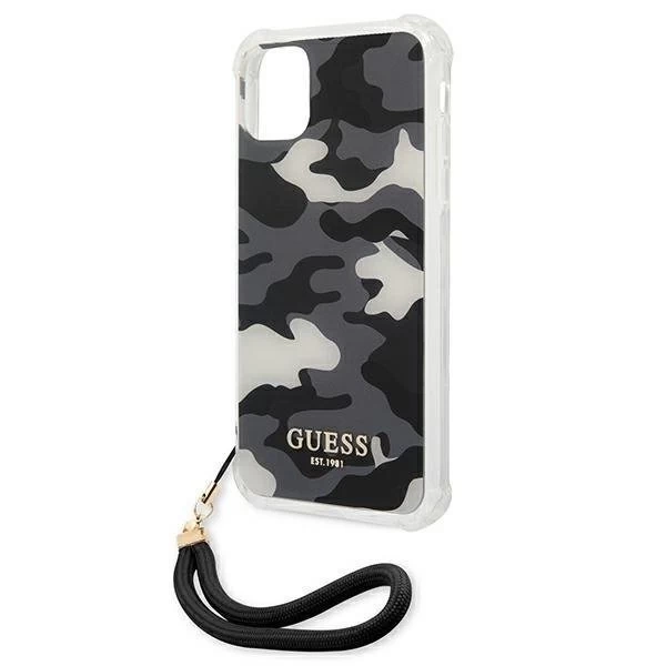 Guess GUHCN61KSARBK iPhone 11 6,1" černý/černý pevný obal Camo Collection