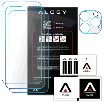 Alogy Glass Pack 3x Загартоване скло для екрану 9h Скло для лінзи для Apple iPhone 14 Pro