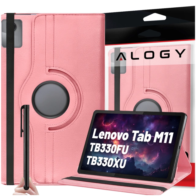 Etui 360 do Lenovo Tab K11 / K11E 11” M11 10.95" TB330FU / TB330XU / TB331FC obrotowe pokrowiec obudowa z klapką na tablet Case Alogy Różowe