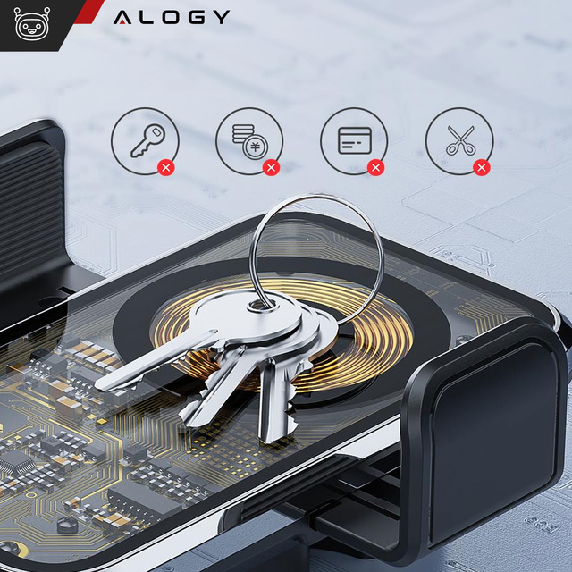 Car holder with 15W Qi induction charger for car grille for 6.9" phone Alogy Black