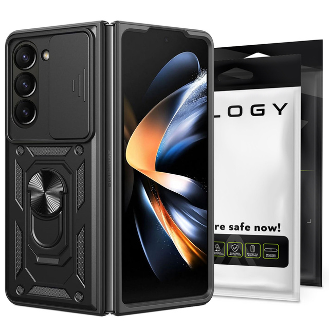 Броньований чохол для Galaxy Z Fold 5 Camshield Case Ring Alogy Stand з кришкою для камери, чорний