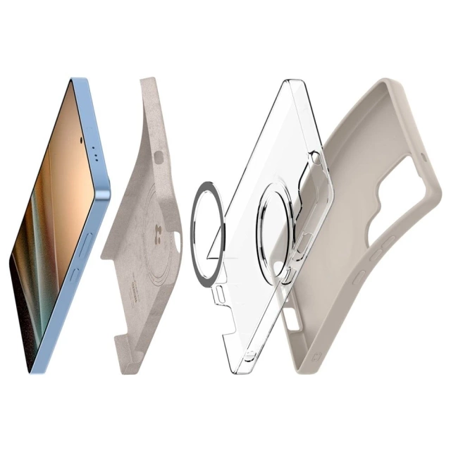 Silikónový obal Spige pre Samsung Galaxy S25 Ultra, prírodný, titánový, s magnetom MagSafe.