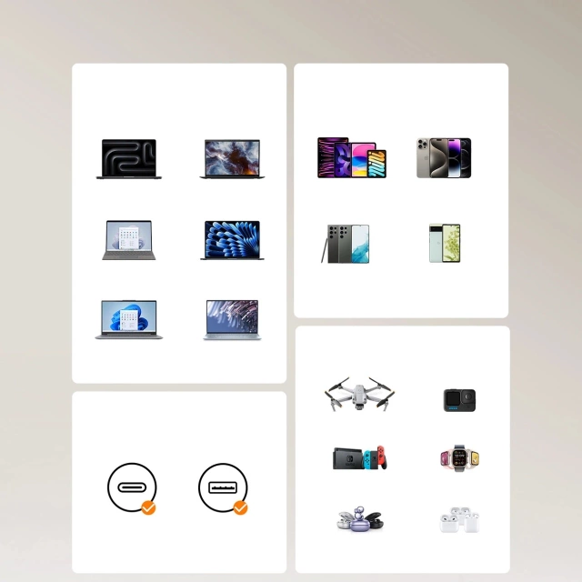 Зарядний пристрій Joyroom JR-TCL02 65 Вт USB-A USB-C GaN із вбудованим кабелем USB-C - чорний