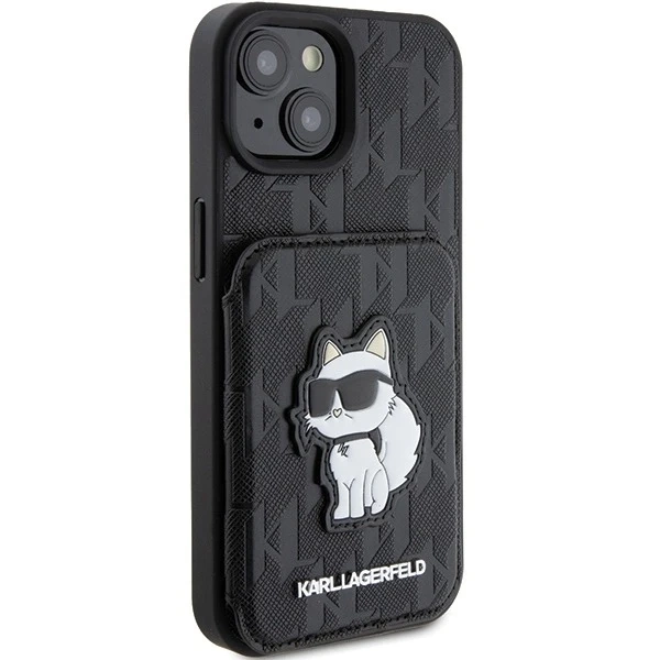 Etui Karl Lagerfeld KLHCP15SSAKCNSCK для iPhone 15 6.1" czarny/black hardcase Saffiano Card Slots and Stand Monogram Choupette