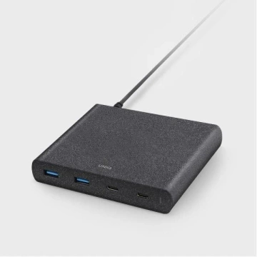UNIQ Ľad. siec. HUB Surge 90W czarny /charcoal black 2xUSB Quick Charge 3.0 2xUSB-C PD 3.0 (LITHOS Collective)