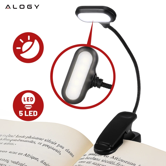 Bezdrôtová pripínacia stolová lampa Alogy na čítanie v čiernej farbe