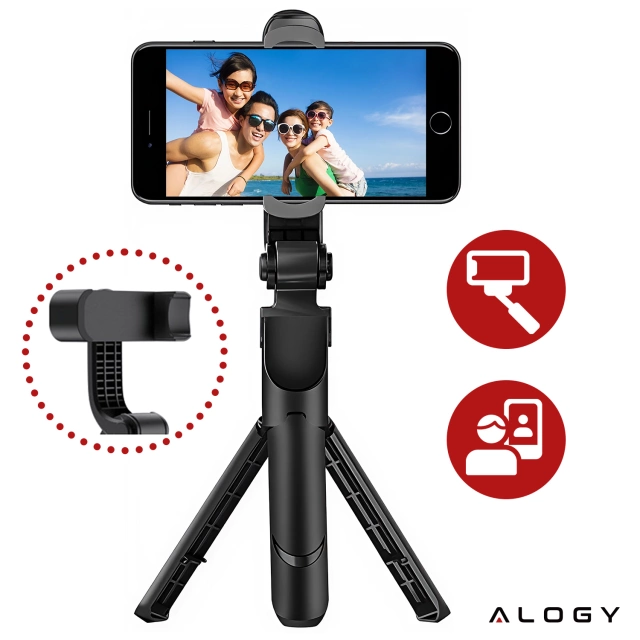 Selfie stick statív Držiak telefónu na statív Alogy Tripod selfie stick Bluetooth 360 diaľkové ovládanie Black