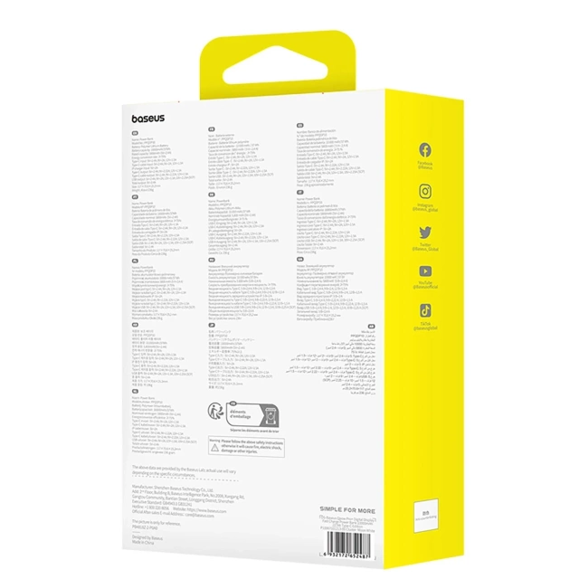 Powerbank Baseus Qpow Pro+ 10000mAh USB-C 22.5W Biały