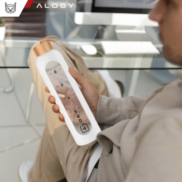 Große Glasflasche, Trinkflasche Alogy Motivational Messbecher 1l 1000ml, Silikonhülle Weiß