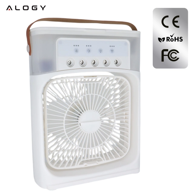 Schreibtischventilator, Standventilator, kleiner Umwälzventilator mit Clip, kabelloser Handventilator, 500 mAh, USB-C, Alogy White
