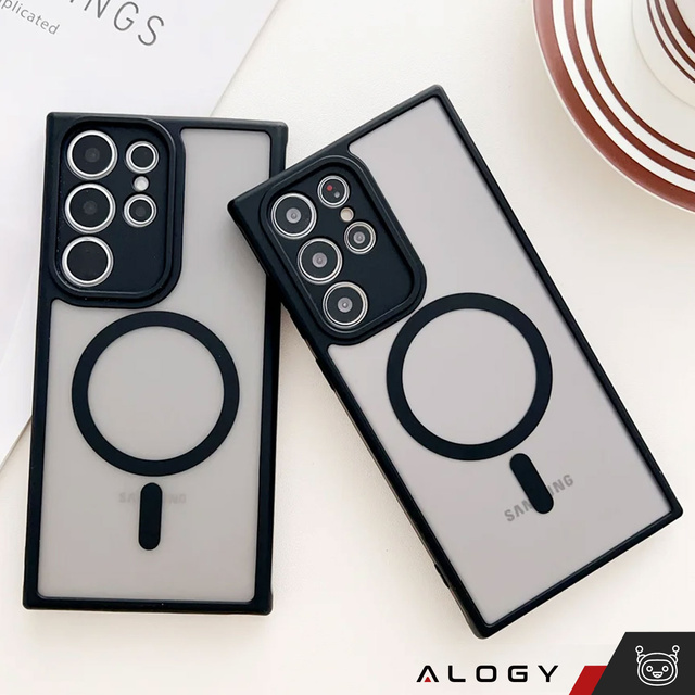 MagSafe Alogy Ring Mag Clear Case pro Samsung Galaxy S23 Ultra Qi Chargers Black