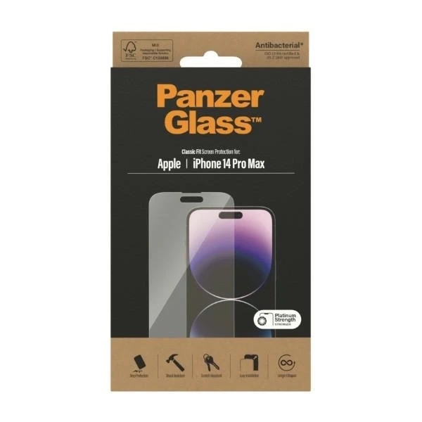 PanzerGlass Classic Fit pre iPhone 14 Pro Max 6,7" Antibakteriálna ochrana obrazovky 2770