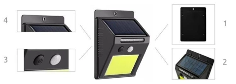 LED solar lamp with motion and twilight sensor outdoor 48 LED COB