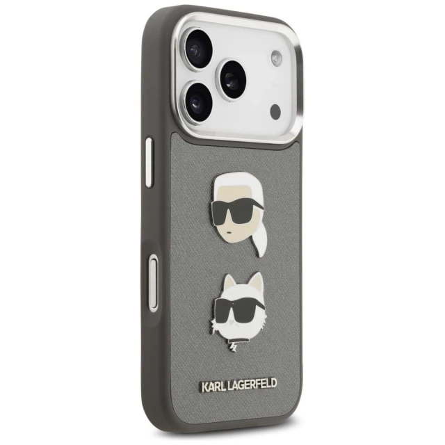 Etui Ochronne do iPhone 17 Pro Karl Lagerfeld FW Grained K&C Pins MagSafe Szary