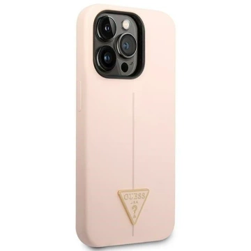 Puzdro Guess GUHCP14LSLTGP pre Apple iPhone 14 Pro 6,1" ružovo-ružové pevné puzdro Silikónový trojuholník