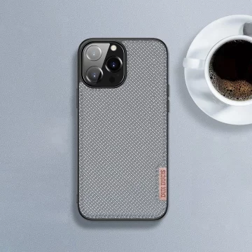 Kryt puzdra Dux Ducis Fino pokrytý nylonovým materiálom iPhone 13 Pro Max šedý