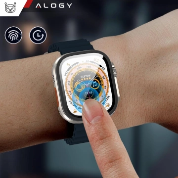 2 рамки із загартованого скла для Apple Watch Ultra / Ultra 2 49mm Screen Alogy Protector 9H Black