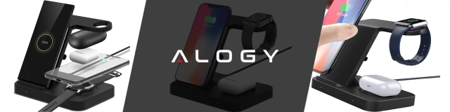 Індуктивний зарядний пристрій Qi 15W для iPhone Apple AirPods Wireless 2in1 Docking station Black