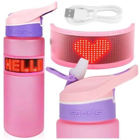 Alogy FitBottle™ 800ml Smart LED Drink Bottle with Display and Bluetooth Connectivity, Straw, Motivational, Reusable - Pink