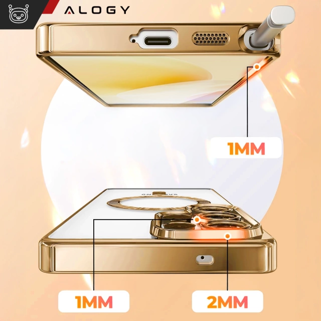 MagSafe Case for Apple iPhone 16 Pro Max Alogy Glamour Luxury Ring Case Gold-Transparent