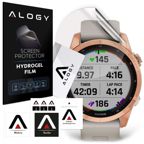 2x hydrogelová ochranná fólie Alogy pro chytré hodinky Garmin Fenix ​​​​7s