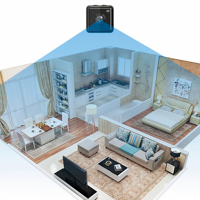 Panoramic Mini Camera Digital Spy Nanny Microphone 4K UHD Full HD Micro SD Black