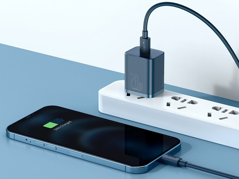 Настінний зарядний пристрій Baseus PD 20 Вт USB-C Type C – кабель Lightning Blue