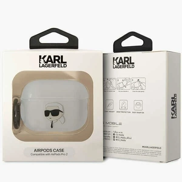 Ochranné pouzdro na sluchátka Karl Lagerfeld KLAP2HNIKTCT pro Apple AirPods Pro 2 kryt průhledný Ikonik Karl Lagerfeld
