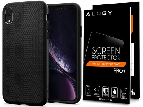 Чохол Spigen Liquid Air для Apple iPhone Xr Matte Black Alogy glass