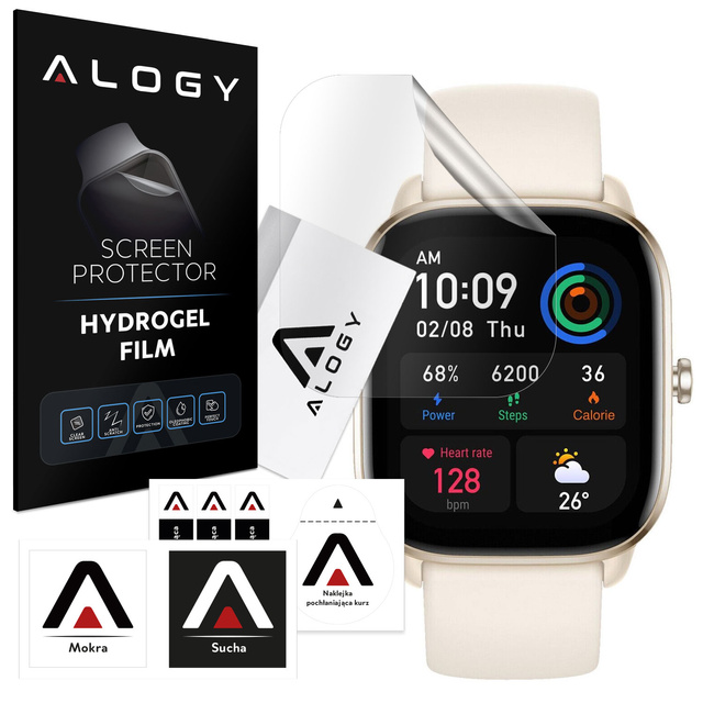 2x ochranná fólia Alogy Hydrogel na inteligentné hodinky pre Xiaomi Amazfit GTS 4