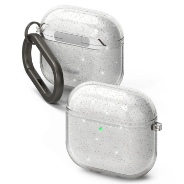 Чохол для Apple AirPods 4 з блискітками та прозорим карабінчиком