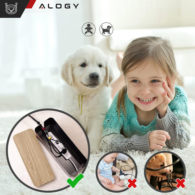 Organizer box for cables strips box M desk floor Alogy BOX wood Black