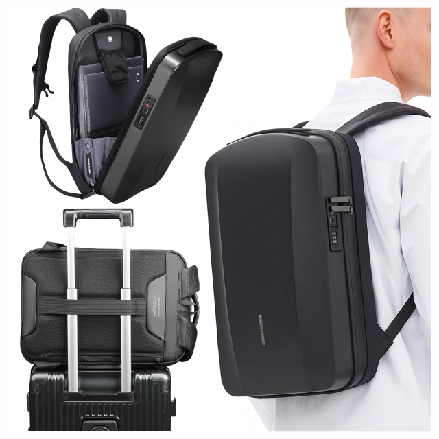 Mark Ryden 17.3" Laptop Backpack, USB Charging, Waterproof, Spacious and Practical, 180° Opening, Anti-Theft with TSA Lock and Suitcase Strap, 46x31x9 cm - Black
