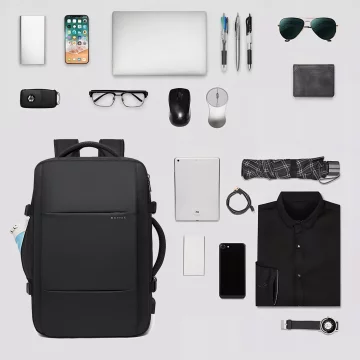 Водонепроникний рюкзак Bange для ноутбука 15.6", city traveler, 45х30х16 см, для роботи, літака, чоловічий, жіночий, з USB портом Чорний