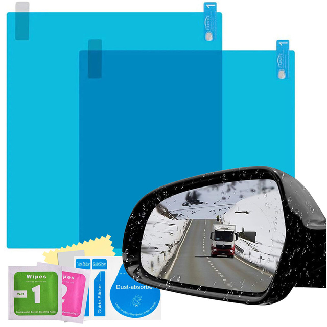 2x hydrofobní samolepka na okno s nano fólií Zrcadlové voděodolné proti dešti do autokoupelny 15x20cm