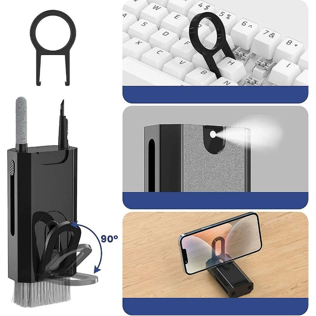 Multifunkční čistič Alogy Cleaner Set Sada 8v1 na čištění obrazovky klávesnice sluchátek pro telefony, notebooky, počítače Černá