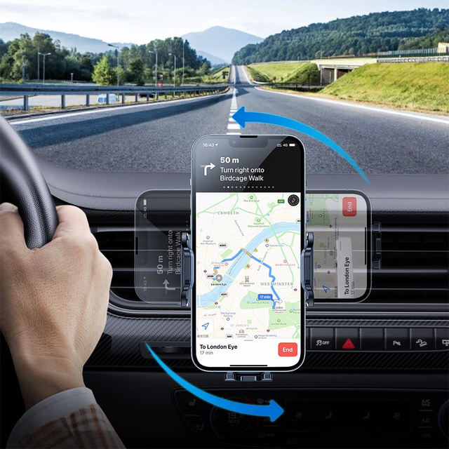 Alogy 2in1 Car Window Phone Holder for Dashboard Grille Black USB-C Cable 2.4A 1m