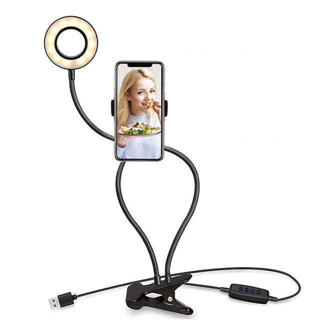 Fotograficzna Lampa pierścieniowa LED do selfie Alogy uchwyt na telefon Czarny