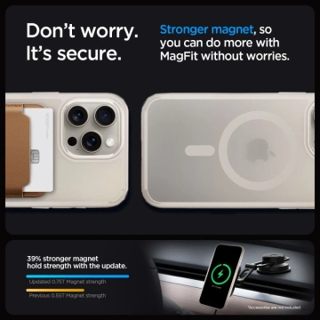 Spigen Ultra Hybrid Mag Mag Safe Hülle für Apple iPhone 15 Pro Max Frost Natural Titanium