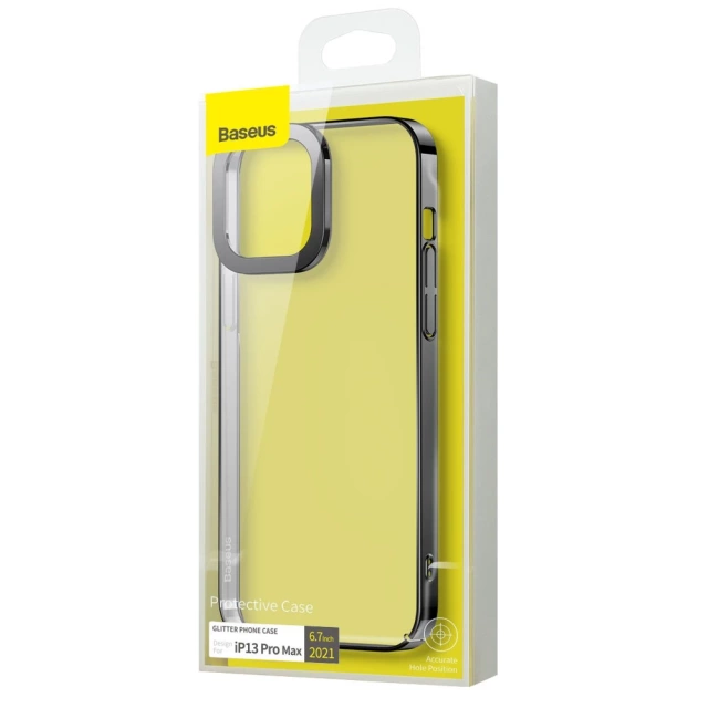 Baseus Glitter Case transparente Hülle für iPhone 13 Pro Max schwarz (armc000201)