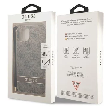 Guess GUOHCP14SH4STW case for Apple iPhone 14 6.1" brown/brown hardcase 4G Print Strap