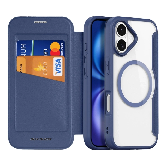 Etui do iPhone 17 Air Dux Ducis Skin X Pro MagSafe Portfel Niebieskie
