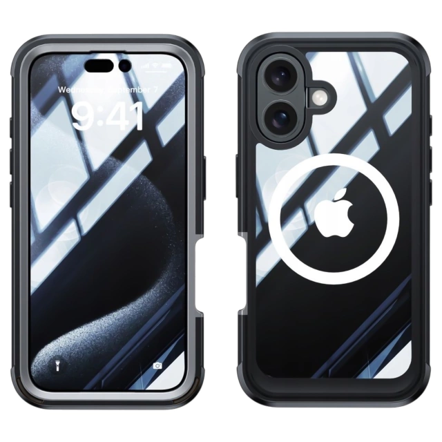 Etui ochronne na telefon do Apple iPhone 16 Alogy Shield360 MagCase™️ do MagSafe obudowa z ochroną wyświetlacza i aparatu Czarne