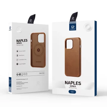 Kožený kryt Dux Ducis Naples pro iPhone 13 Pro (kompatibilní s MagSafe) hnědý