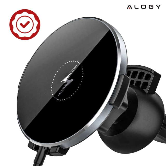 Držák do auta 2 v 1 s Alogy Airvent MagSafe QI Charger pro MagSafe 15W indukční nabíječka Černá